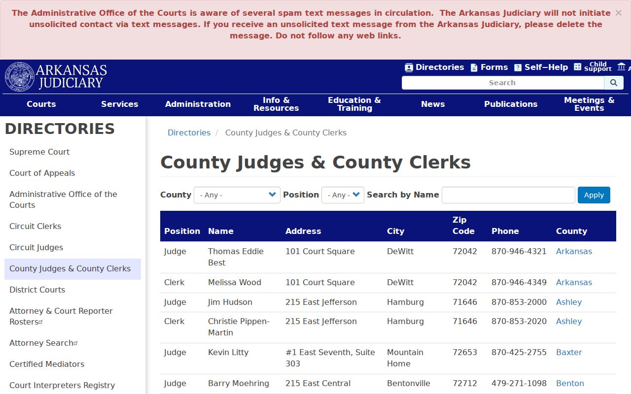 Hempstead County civil docket County Clerk directory