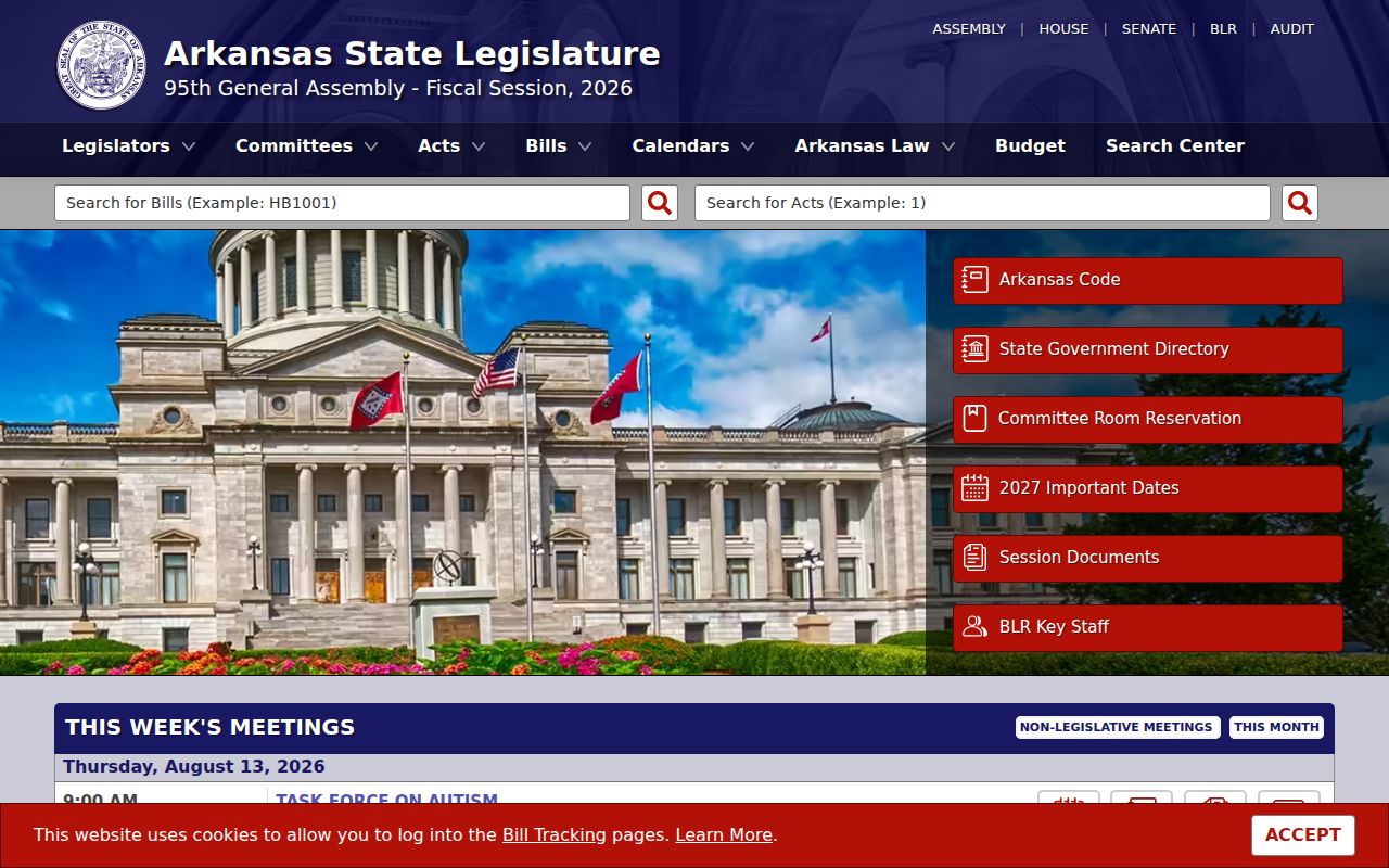 Arkansas General Assembly website for state court-record laws