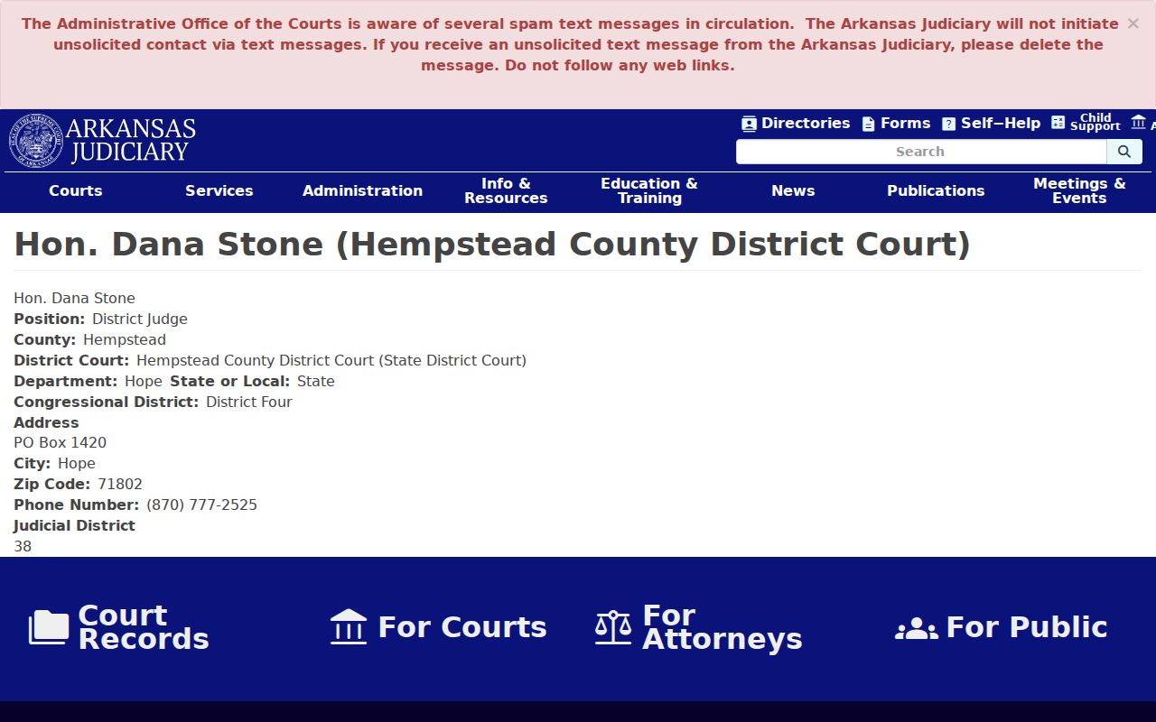 Hempstead County criminal docket District Court profile