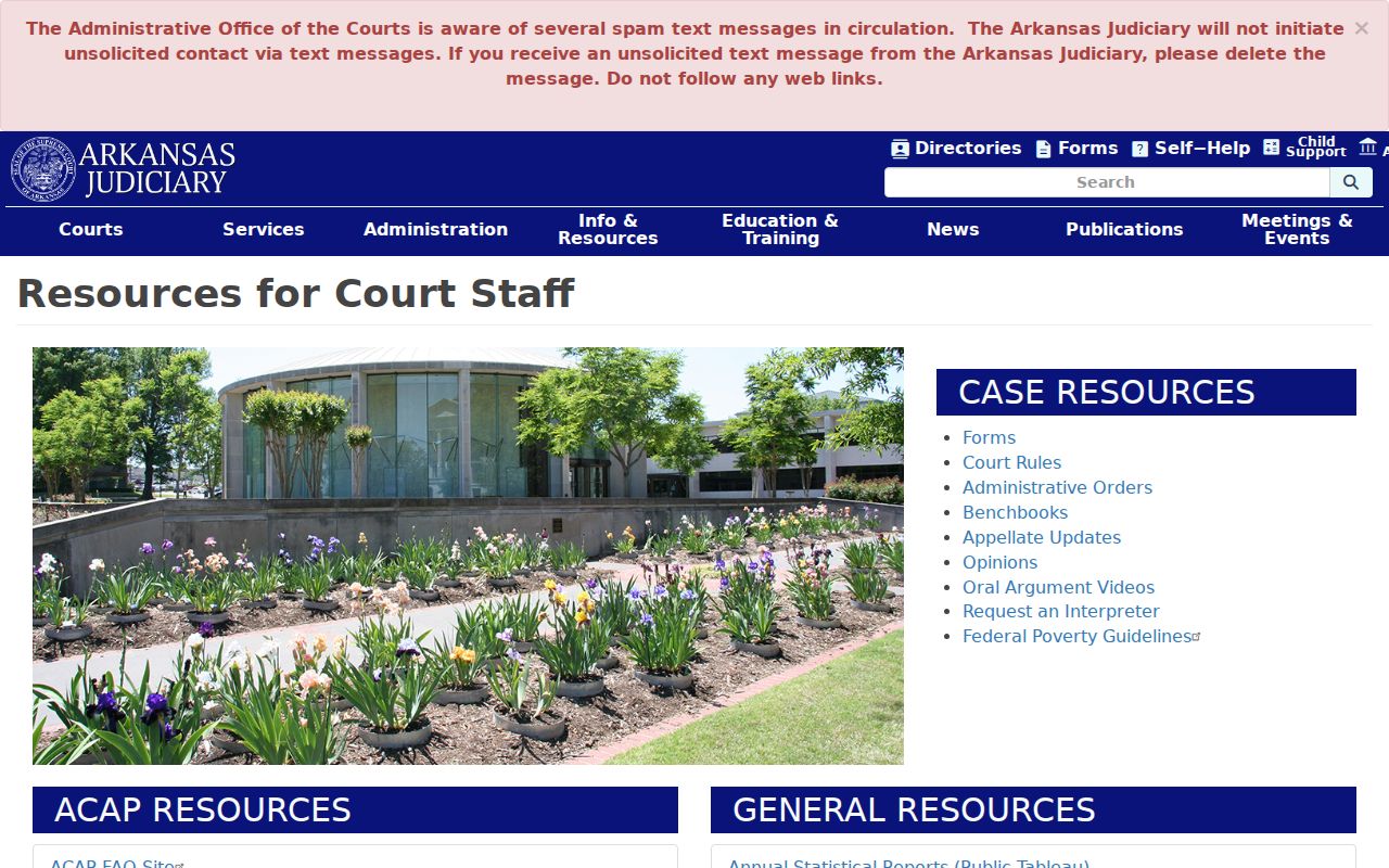 Arkansas Judiciary court staff resources and charge codes